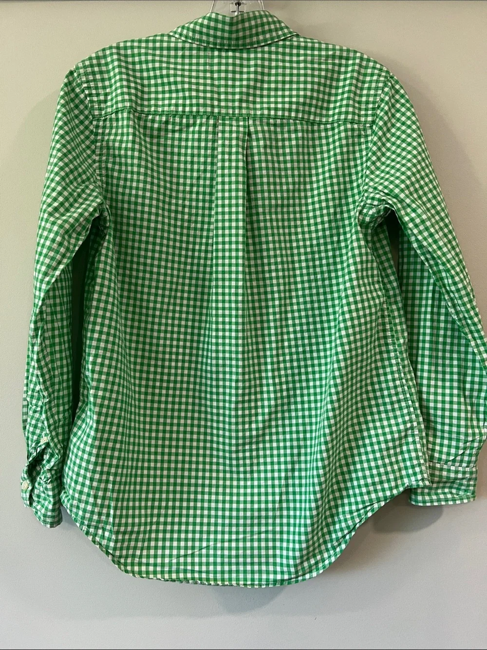 Ralph Lauren Green and White Gingham Button-Up Shirt - L, 14/16 boys